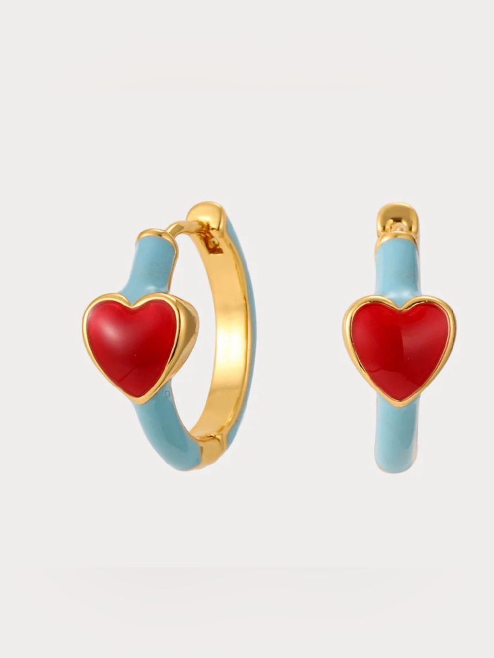 Blue Vintage 18K Gold Plated Red Love Heart Drop Earrings Women Girls Gift New
